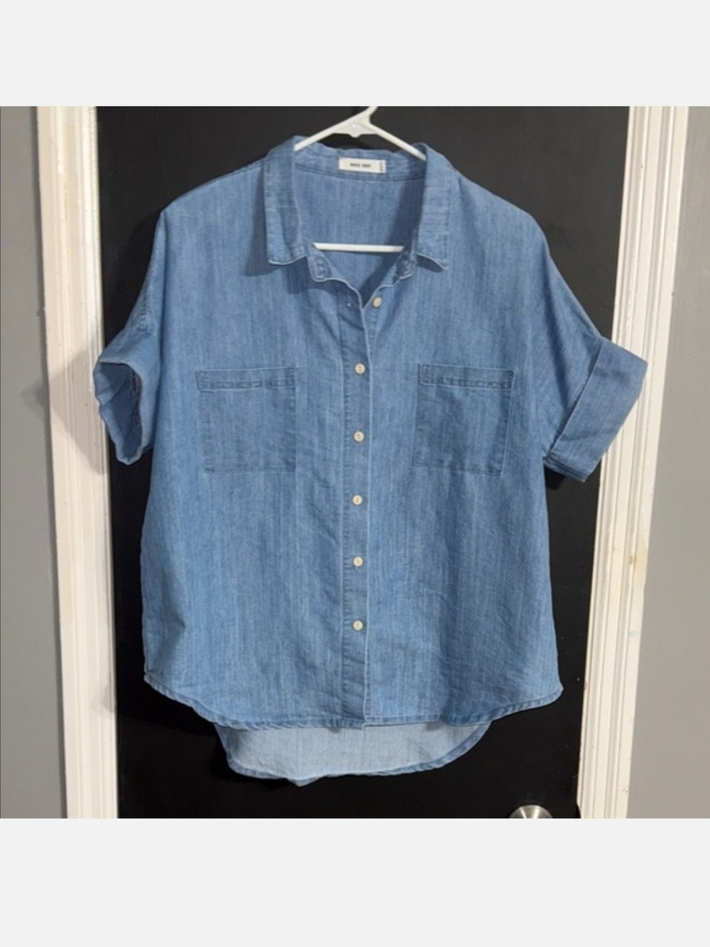 Women's Mod Ref Relaxed Fit Button-Up Denim Shirt Size Small